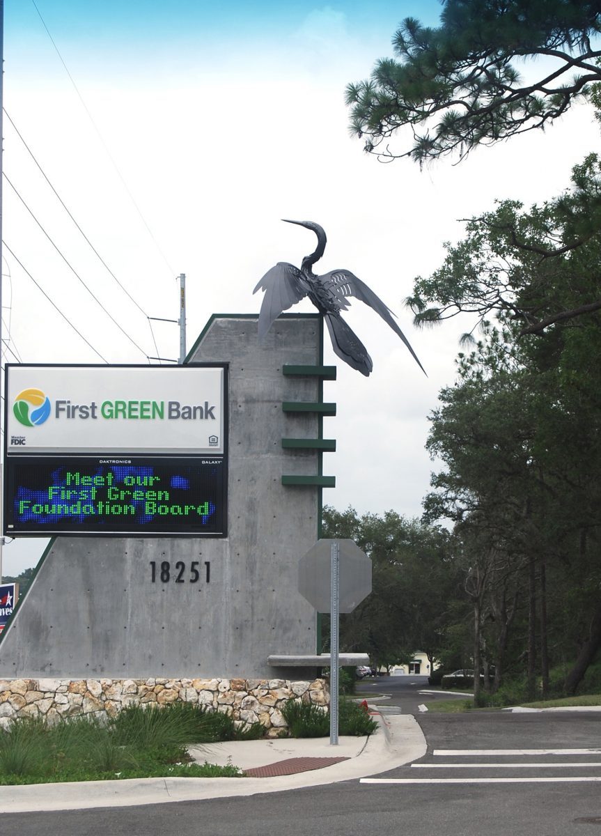 bird-metal-sculpture-first-green-bank-mount-dora-florida-doug-hays