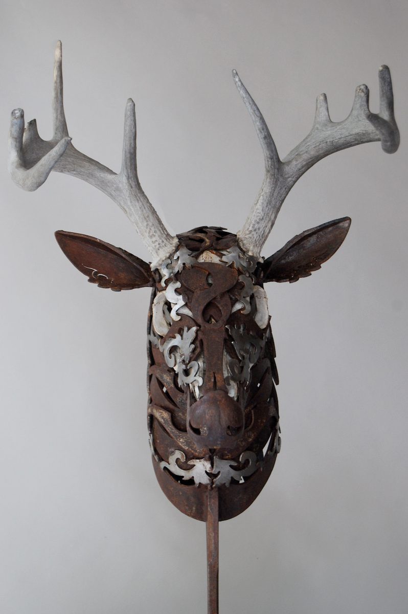 rustic metal deer sculpture doug hays