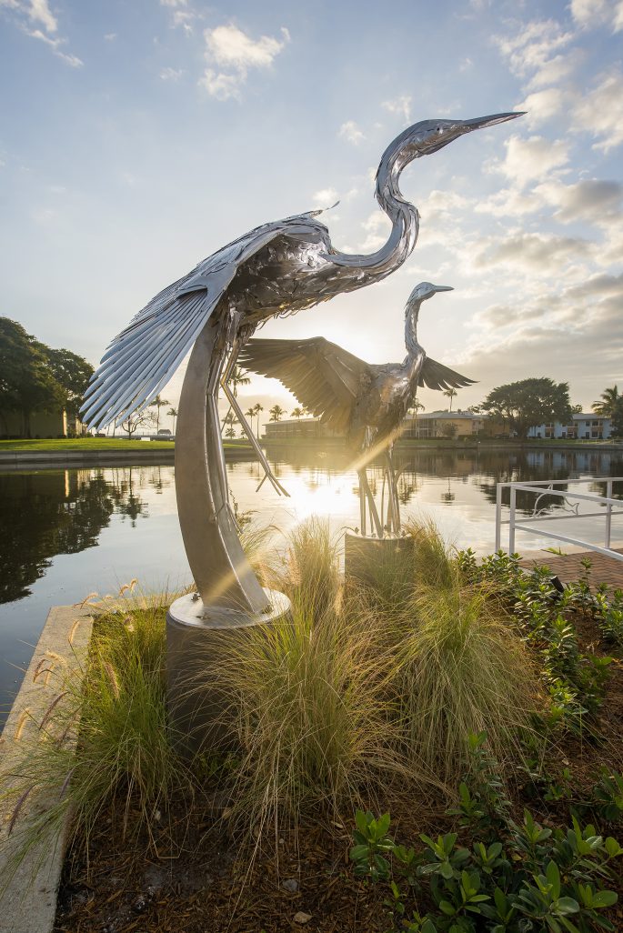 Metal Bird Sculptures, public art, corporate, residential facilities
