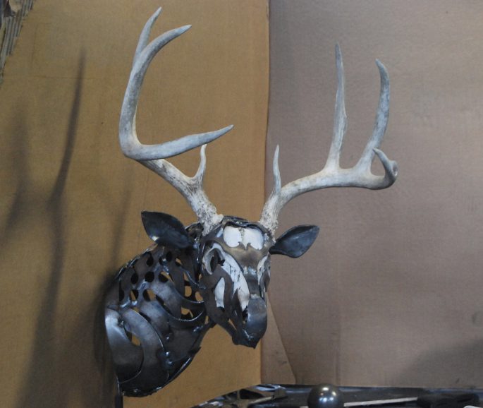 Buck Antlers Metal Deer Sculpture Wildlife Sculpture, Public Art