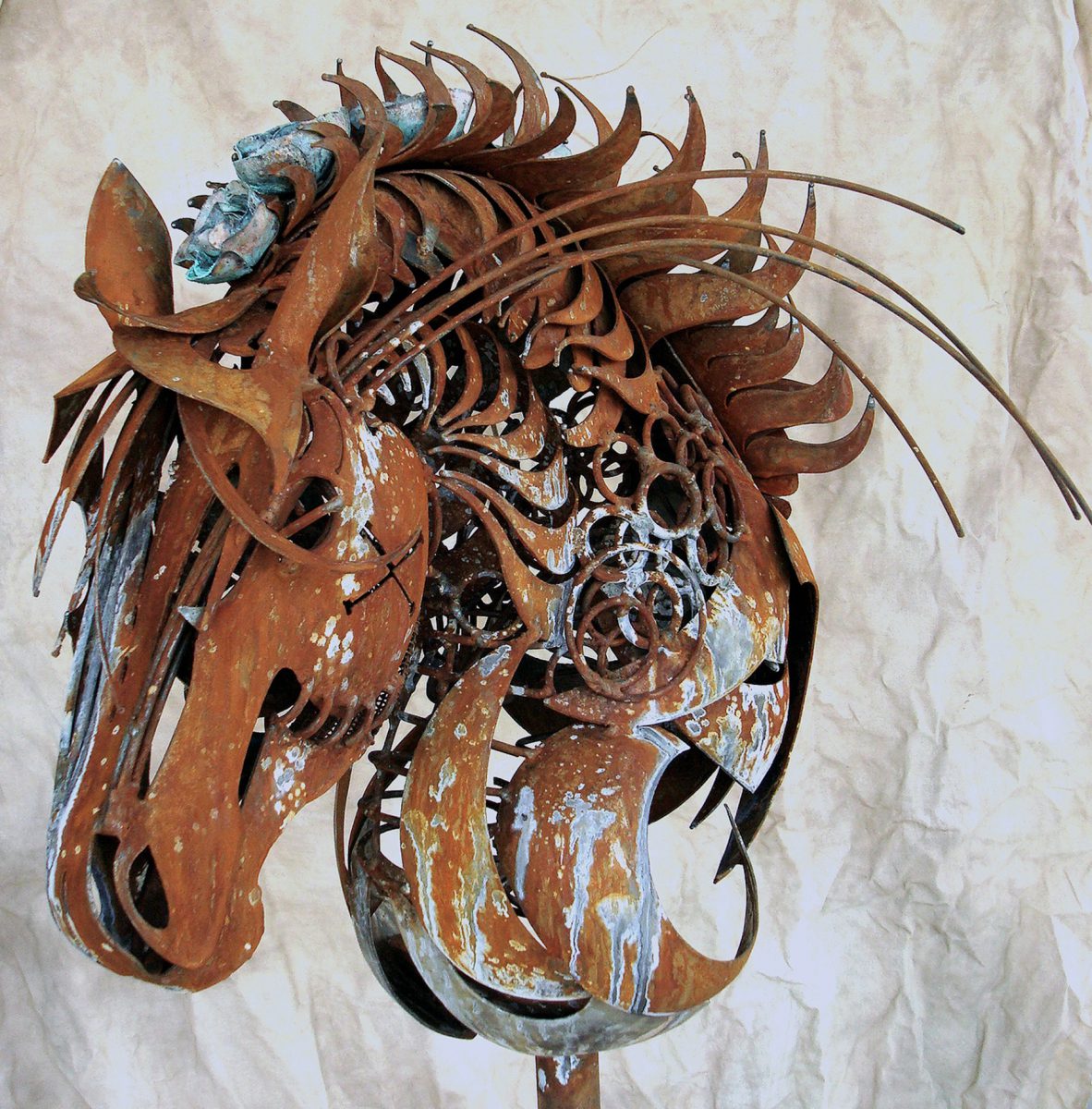 horse art metal statue